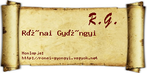 Rónai Gyöngyi névjegykártya