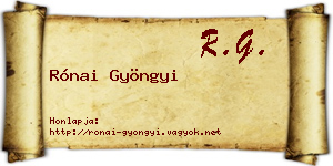 Rónai Gyöngyi névjegykártya